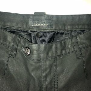 Mens Black Tag Faux leather pants by Zara Man
